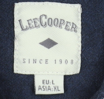 Close-up detail of Lee Cooper Men's Red Plaid Long Sleeve Button-Up Shirt