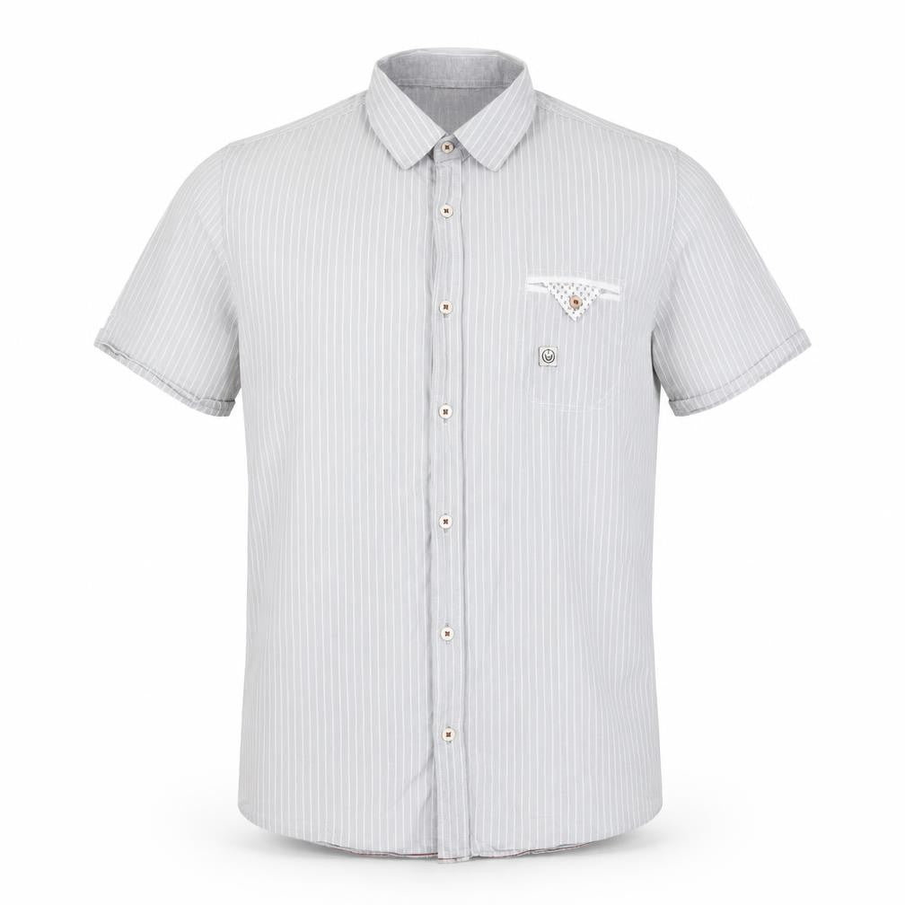Duck and Cover Men's Grey Striped Slim Fit Shirt M