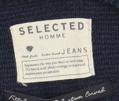 Selected Homme Men's Blue XL Cotton Pullover Jumper