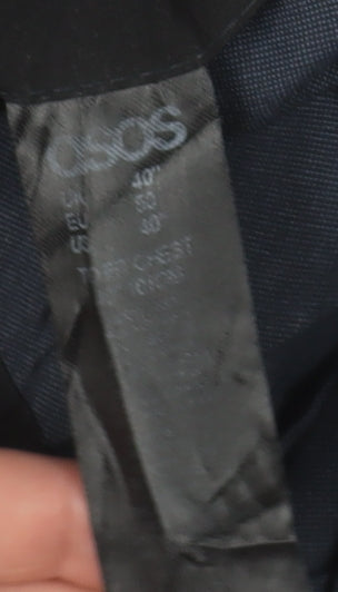 Close-up detail of ASOS Men's Blue Single-Breasted Blazer Jacket 40 Regular