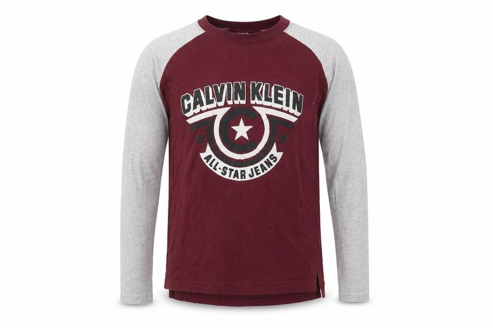 Calvin Klein Boys Red Long Sleeve Casual Jersey Top