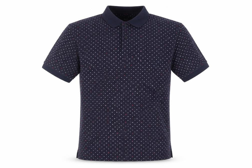 Cotton Traders Men's Blue Polka Dot Polo Shirt - Size L