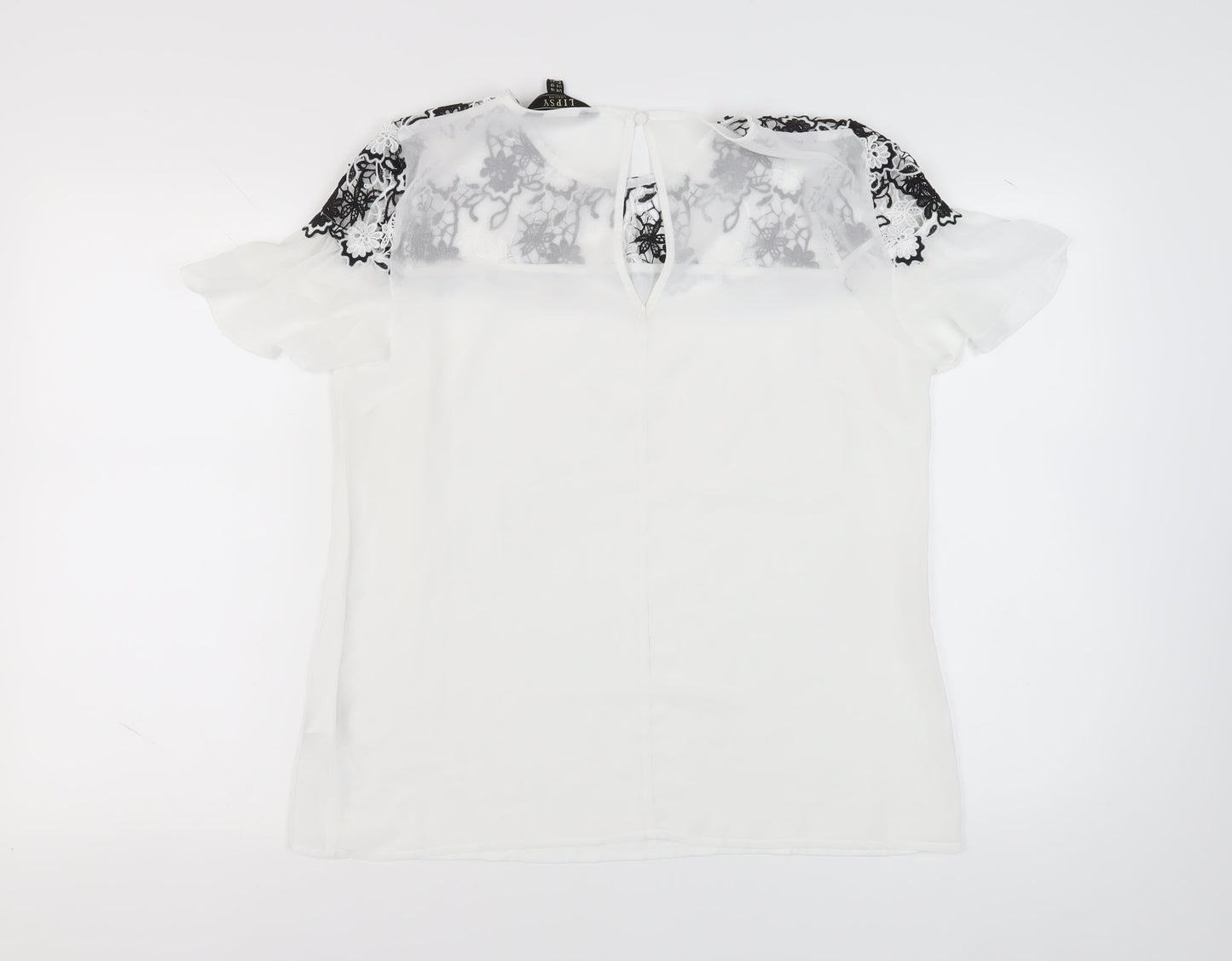 Lipsy Women's White Lace Accent Blouse Size 16
