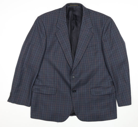 Marks and Spencer Men's Blue Checked Blazer 42S