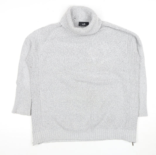 Wallis Women's Grey Pullover Jumper S, Roll Neck, Zip