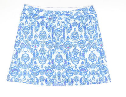 Oyamiki Women's Blue Geometric Short Skirt, L