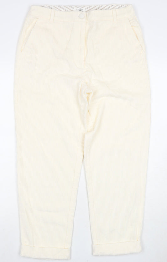 Caroll Women's Ivory Corduroy Cropped Trousers Size 14