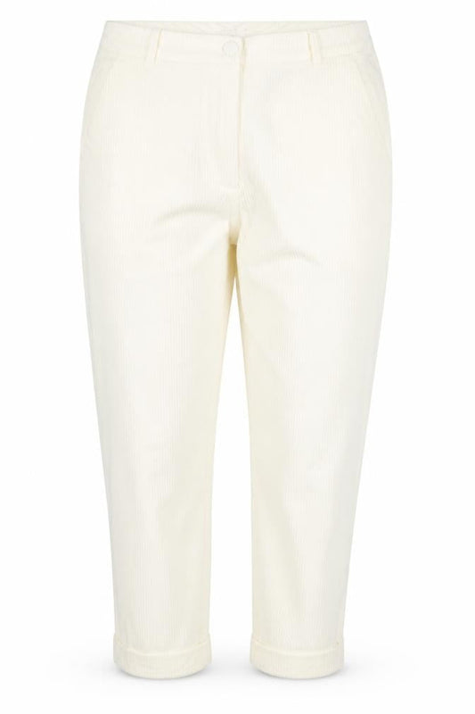 Caroll Women's Ivory Corduroy Cropped Trousers Size 14