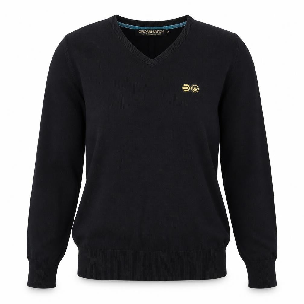 Crosshatch Women's Black V-Neck Pullover Jumper Size 12