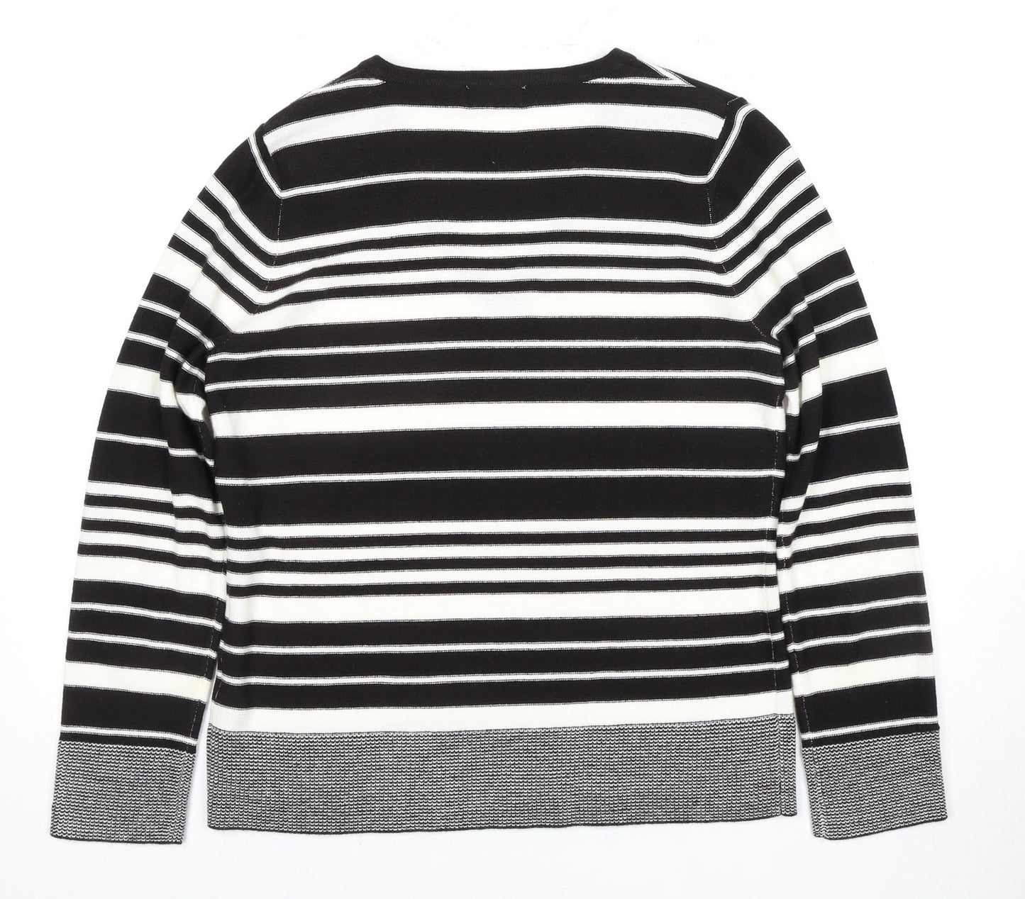 Per Una Women's Black Striped V-Neck Jumper Size 12