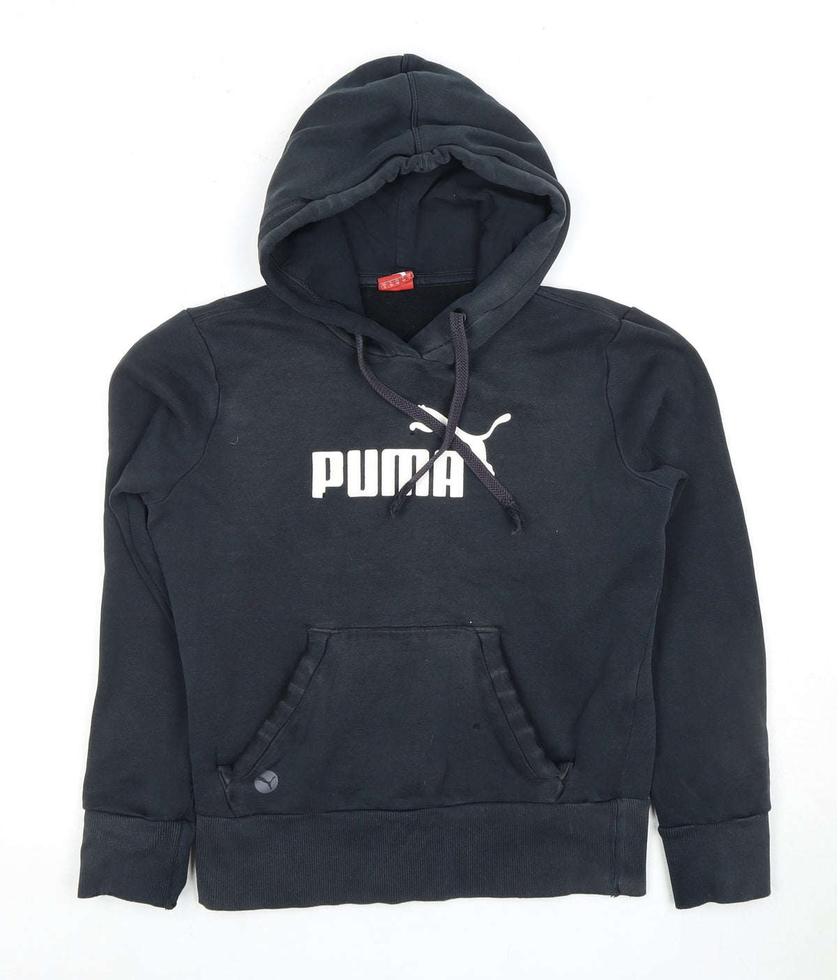 Additional front view of Puma boys’ black hoodie pullover uk 10