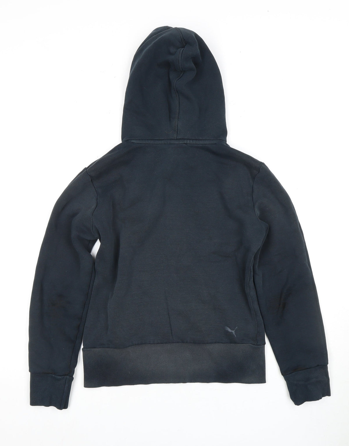 Back view of Puma boys’ black hoodie pullover uk 10