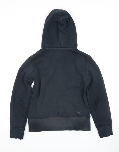 Back view of Puma boys’ black hoodie pullover uk 10