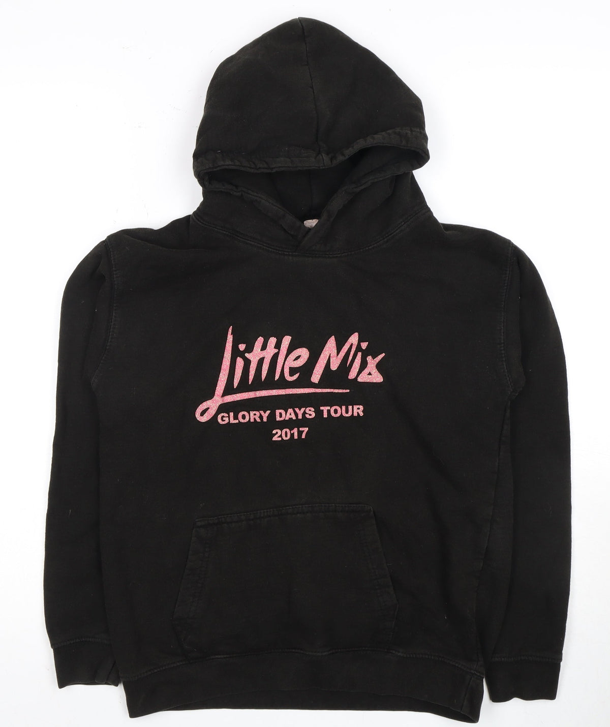 Additional front view of Fruit of the Loom girls’ black little mix hoodie 12 years pullover