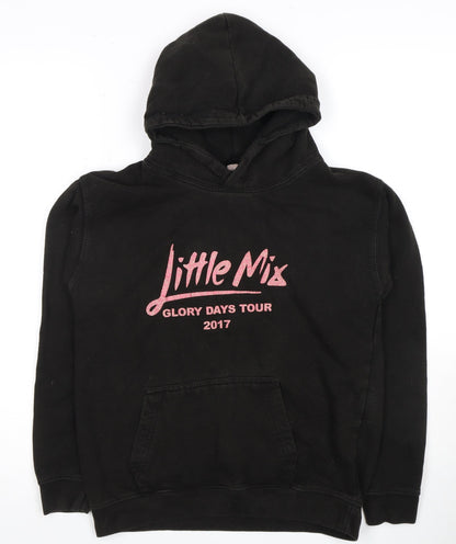 Additional front view of Fruit of the Loom girls’ black little mix hoodie 12 years pullover