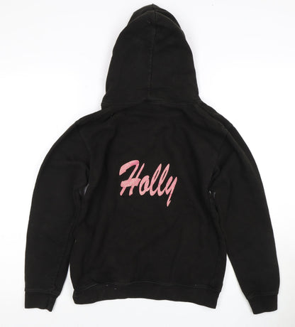 Back view of Fruit of the Loom girls’ black little mix hoodie 12 years pullover