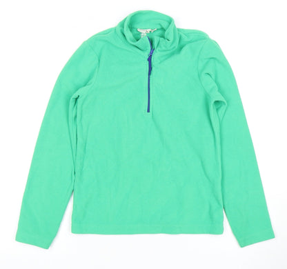 Additional front view of Mountain Warehouse boys’' green fleece sweatshirt xs