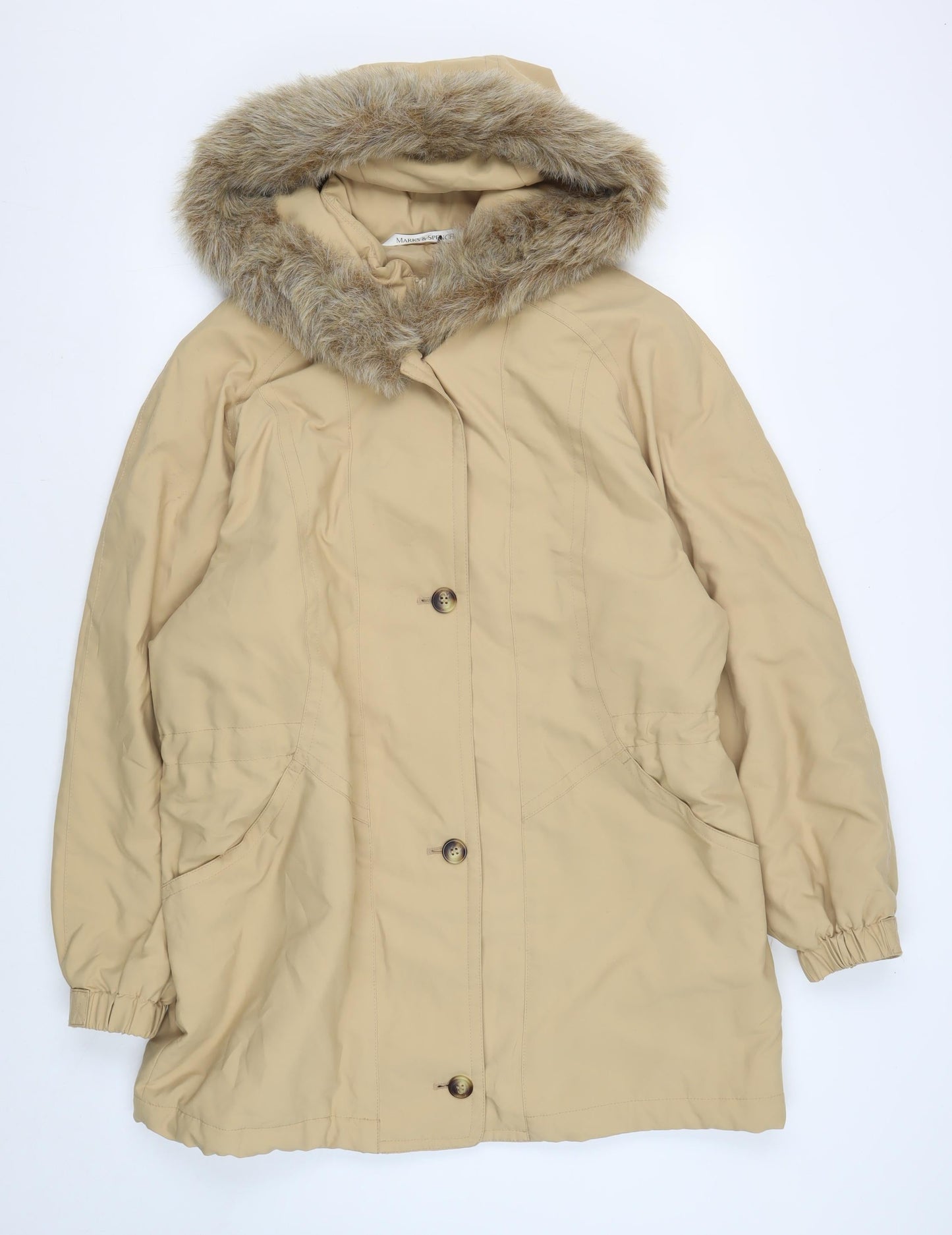 Marks and Spencer Women's Beige Parka Size 16 Hooded Jacket
