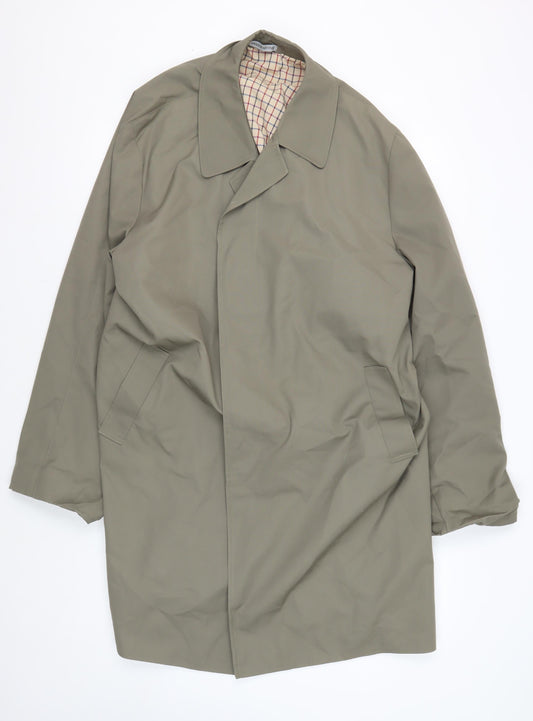 Men's Green Polyester Overcoat, Size 48