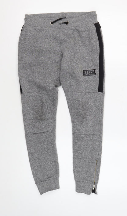 Additional front view of Rascal boys’ grey jogger trousers, size L, elastic waist