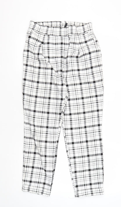 Stradivarius Women's White Plaid Skinny Trousers S