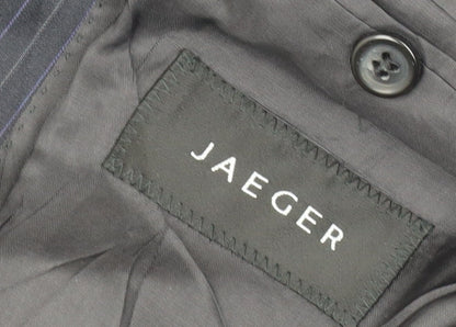 Brand and care label for Jaeger Men's Blue Striped Suit Jacket 42L