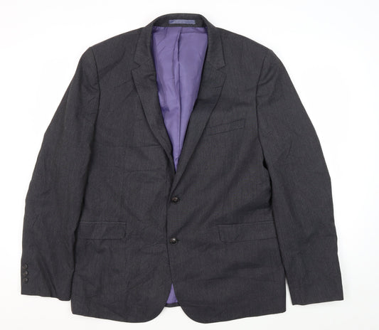 Marks and Spencer Men's Grey Blazer, Size 44R Super-Slim