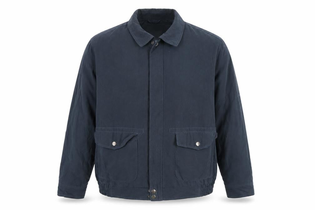 EWM Men's Blue Jacket - Large, Polyester Zip Style