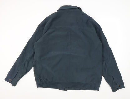 EWM Men's Blue Jacket - Large, Polyester Zip Style
