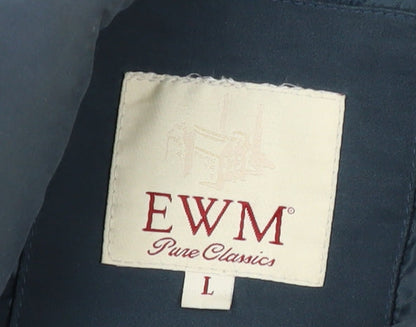 EWM Men's Blue Jacket - Large, Polyester Zip Style