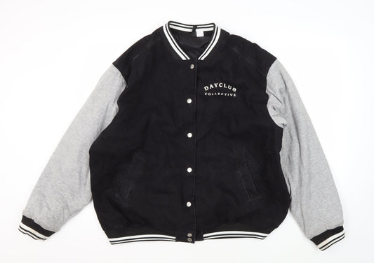 H&M Men's Black Varsity Jacket, Lined, Size L