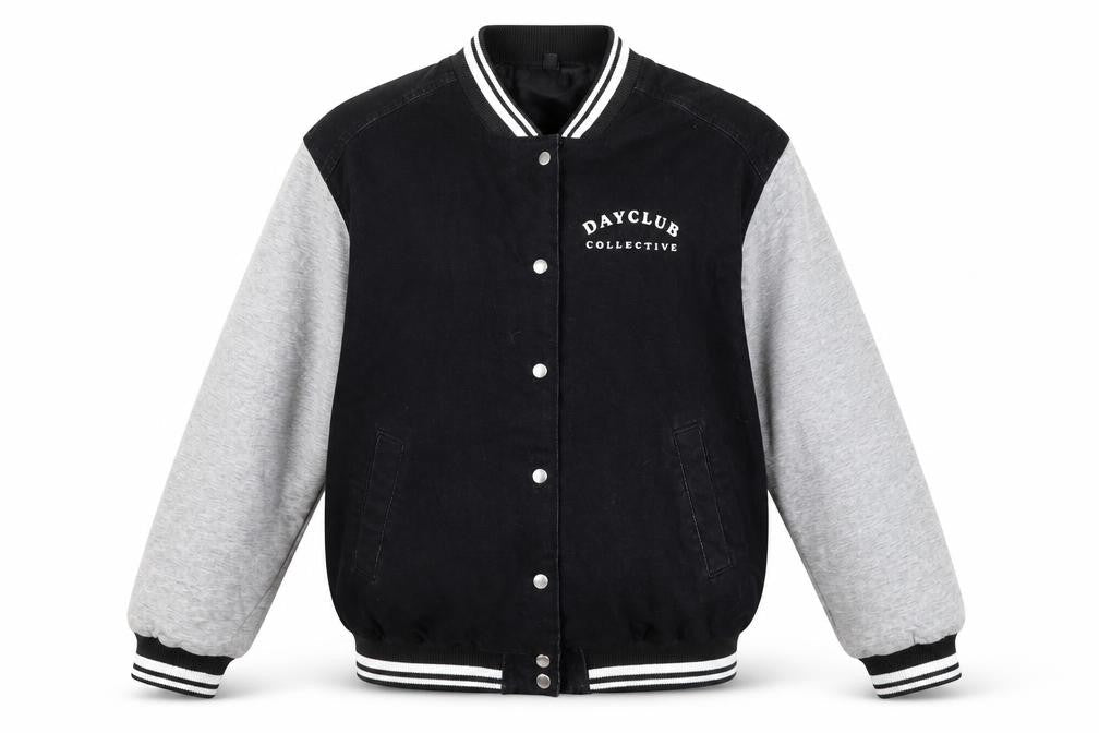 H&M Men's Black Varsity Jacket, Lined, Size L