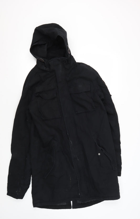 H&M Women's Black Parka Jacket Size 12