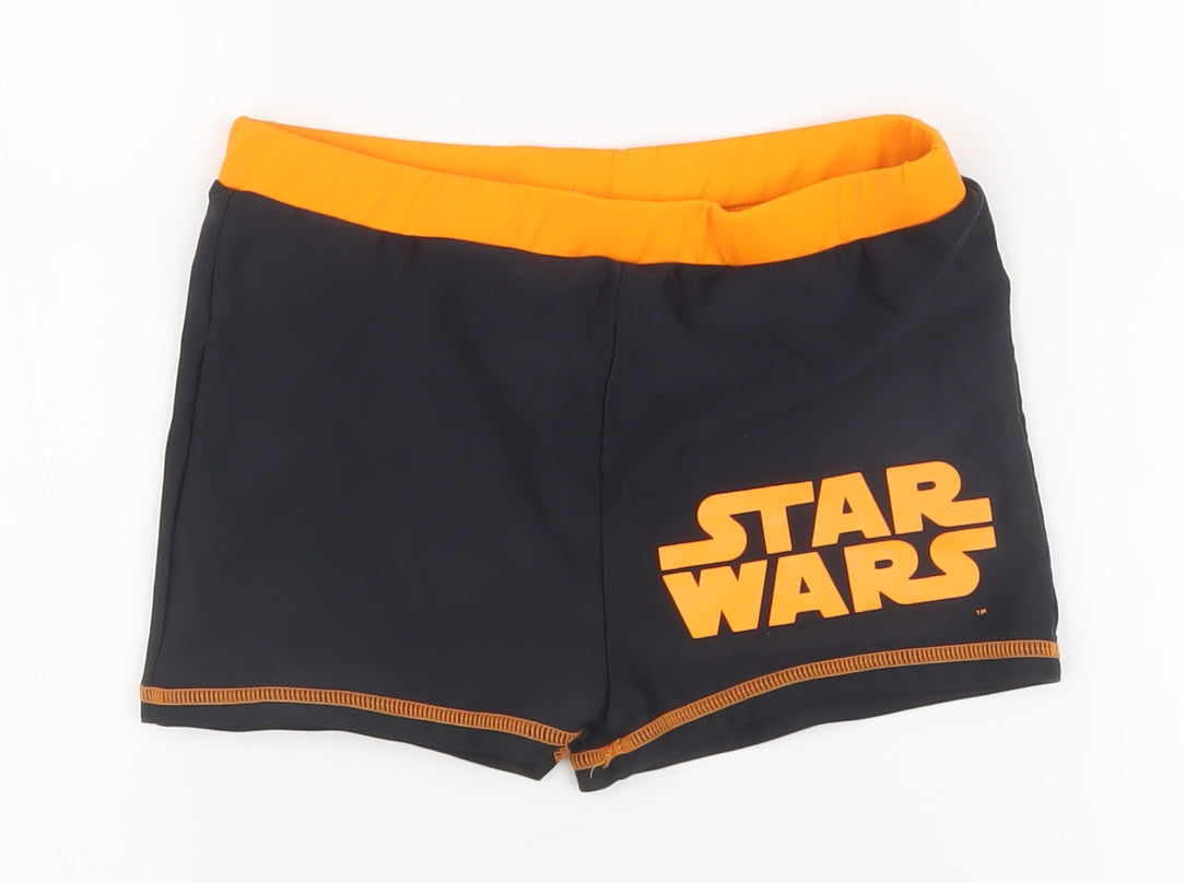 Additional front view of Star Wars boys’ swim shorts, black/orange, 11-12 years
