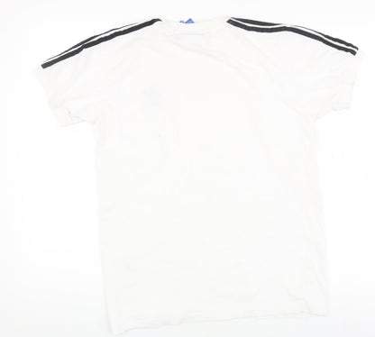 Adidas Womens White Cotton T-Shirt, Medium, , Crew Neck