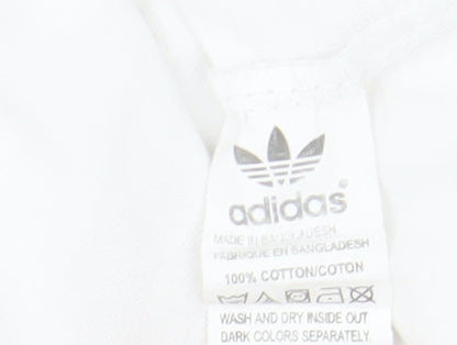 Adidas Womens White Cotton T-Shirt, Medium, , Crew Neck