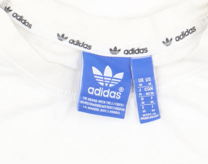 Adidas Womens White Cotton T-Shirt, Medium, , Crew Neck