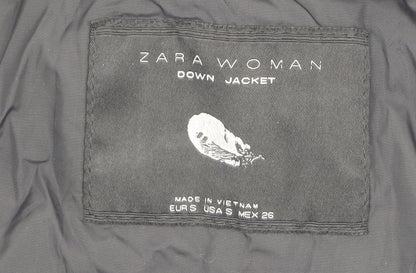 Zara Women's Black Down Puffer Jacket, Size S, Winter Essential