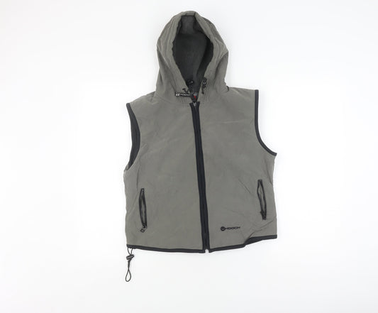 Hooch Boys' Black Sleeveless Hooded Gilet, Size 14, Zip Closure