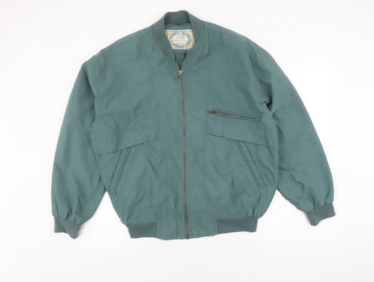 C&A Men's Green Bomber Jacket, Size S, Casual Zip Pockets