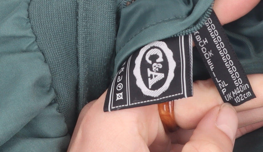 C&A Men's Green Bomber Jacket, Size S, Casual Zip Pockets