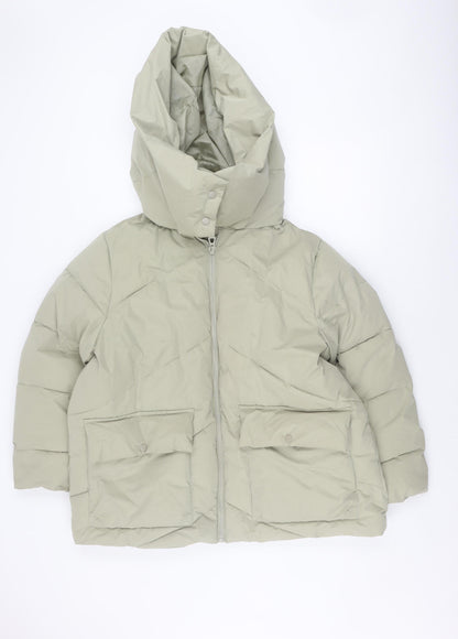 Additional front view of ASOS DESIGN Women’s Green Puffer Jacket, size UK 38