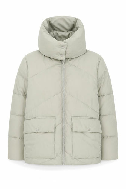 Front view of ASOS DESIGN Women’s Green Puffer Jacket, size UK 38