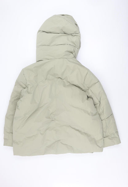Back view of ASOS DESIGN Women’s Green Puffer Jacket, size UK 38