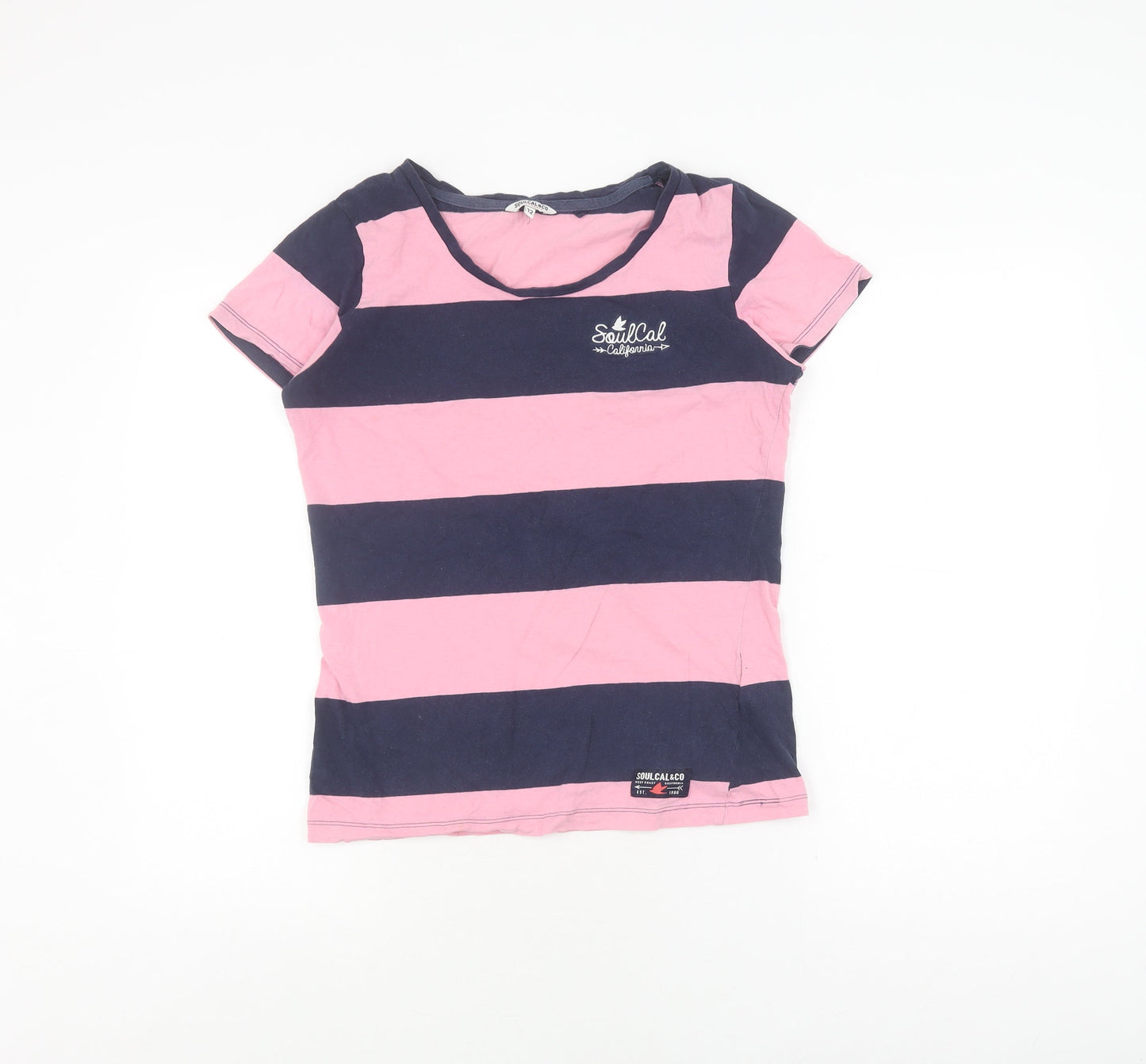 SoulCal & Co Women's Pink Striped T-Shirt, Size 12