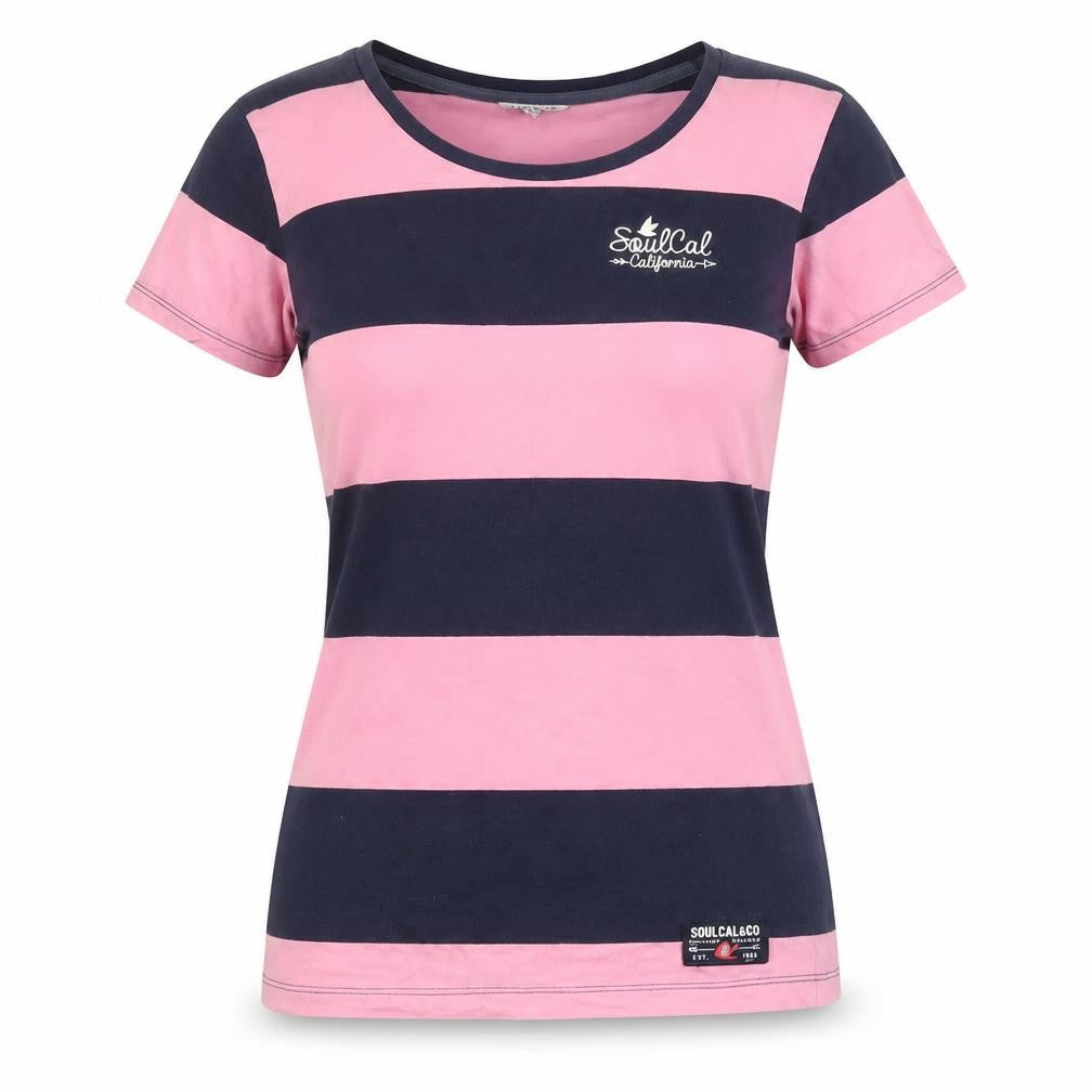 SoulCal Women's Pink Striped T-Shirt, Size 12