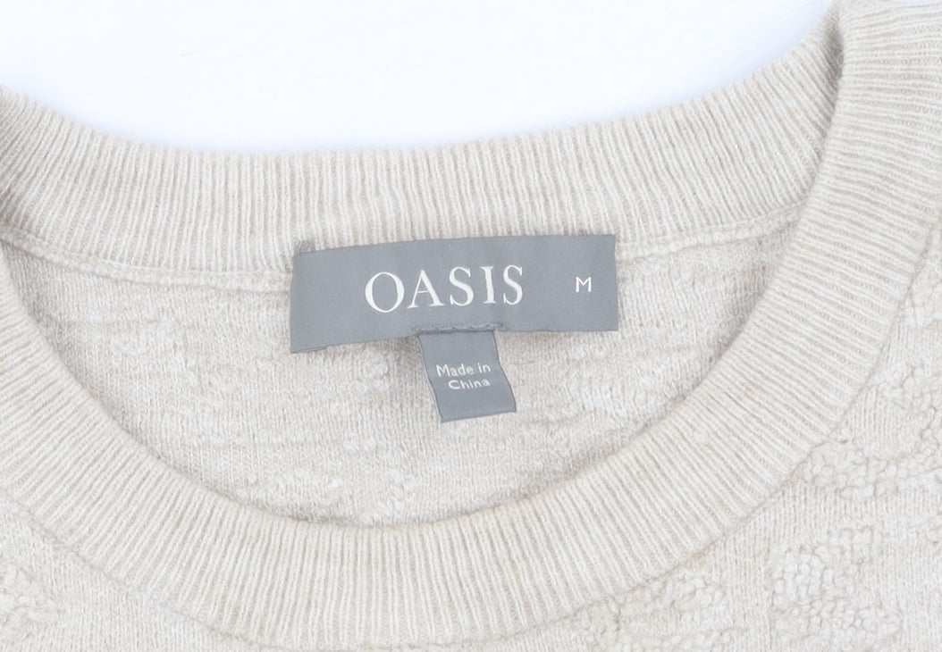 Oasis Women's Beige Animal Print Pullover Jumper M