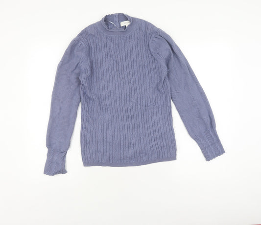 Marks and Spencer Women's Blue Pullover, Size 12, Cable-Knit