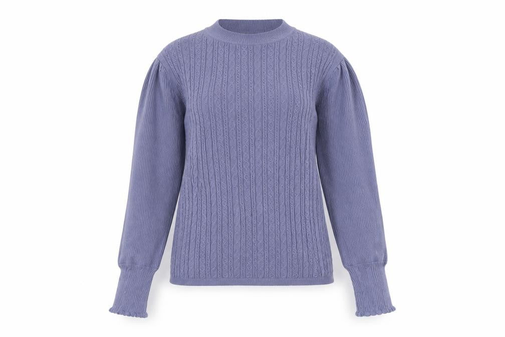 Marks & Spencer Women's Blue Pullover, Size 12, Cable-Knit
