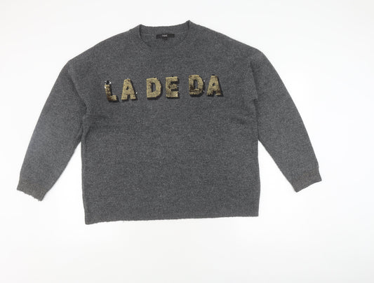 Next Women's Grey Sequin Pullover Jumper, L